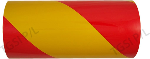 red and yellow stripe 250mm wide hazard reflective tape self adhesive